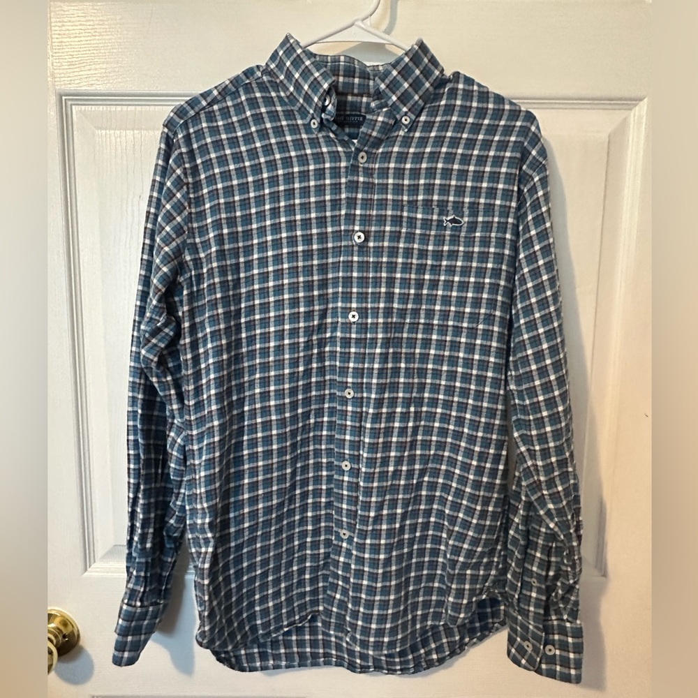 Fish Hippie Men's Blue Plaid Button-Down Shirt